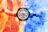 manual heating controller with red and blue arrows